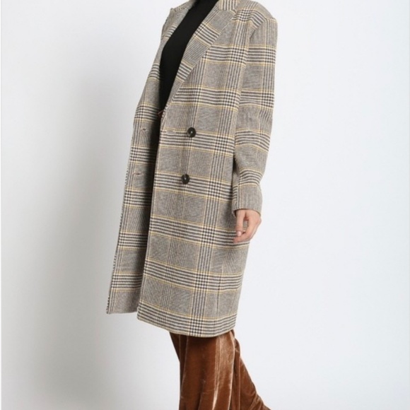 DOUBLE BREASTED PLAID COAT - Picture 3 of 8